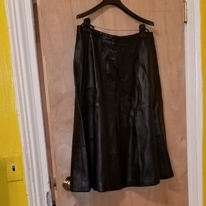 Leather midi skirt